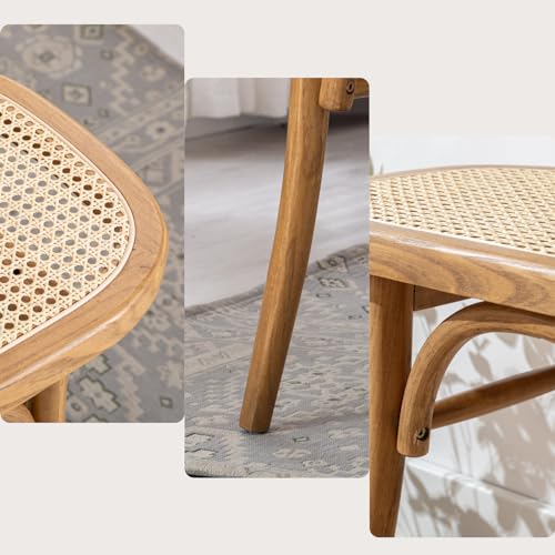 Banco de ratán con reposapiés otomano y estructura de madera para cocina 5