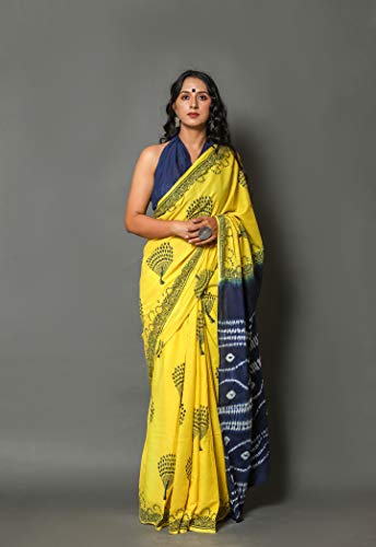 Image of NIKHILAM Dailywear Texture Multicolor Cotton Mulmul Saree Unstitched Blouse Piece