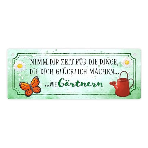Metallschild mit Spruch - Nimm dir Zeit zu Gärtnern Dekoration für...