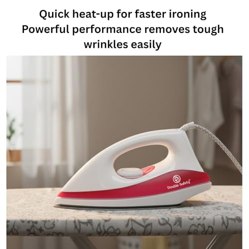 Image of Phuket Dry Iron 1000 watts | Premium Press | Electric iron for clothes | Anti Bacterial German Coating Technology | Powerful Heating | Perfect for gifting | Premium Iron | Red