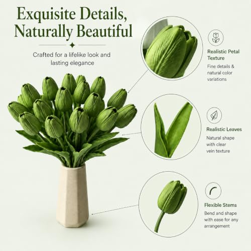 Image of Mandy's 20pcs Artificial Green Tulips