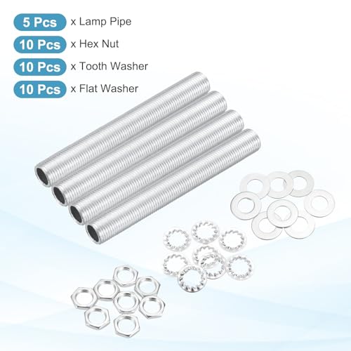 Image of MECCANIXITY 35Pcs 3 inch Lamp Pipe Kit with Nuts Washers 1 /8IP Thread Fasteners Assortment for Chandelier Ceiling Light Repair Assembly DIY Hardware