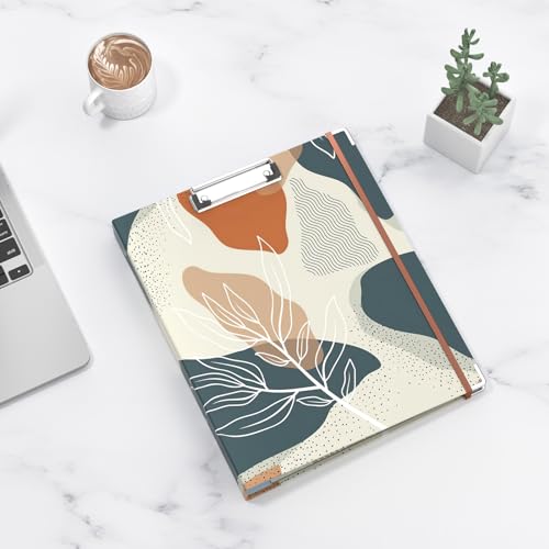 Image of 3 Ring Binder, 1 Inches Round Ring Binder with Clipboard, Dividers Tabs, PVC Zipper Bag Sleeves & to Do List Planners for Women, Men, School, Office Supplies, Boho Leaf