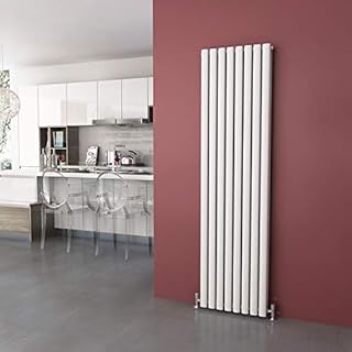 ELEGANT 1800 x 480mm Vertical Column Radiator White Oval Double Panel Designer Radiator Heater