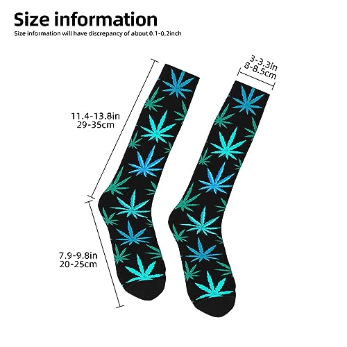 Bright Marijuana Weed Pattern Compression Socks For Women Men Long Knee High Socks For Running Cycling Nurse 11.5in3