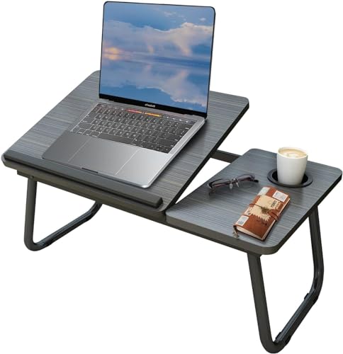 SKY-TOUCH Foldable Laptop Desk Portable Laptop Bed Tray Table Adjustable Height Tilt - Non-slip Design with Cup Holder Lapdesk Work for Reading Study Eating Computer Table Deskfolding Sofa Couch