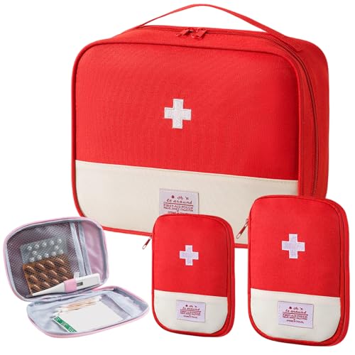 UZSUZZ Botiquín de Primeros Auxilios, 3 Piezas Kit De Primeros Auxilios De Viaje Portátil Impermeable Botiquin de Primeros Auxilios Viaje para Hogar,Oficina,Deportes,Viajes,Senderismo,Camping