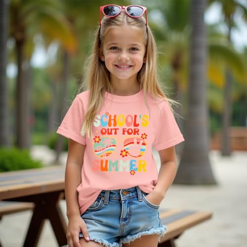 MODNTOGA Girl Last Day of School Shirt Big Kid School's Out for Summer T-Shirt Flower Sunglasses Graphic Short Sleeve Tee Top2