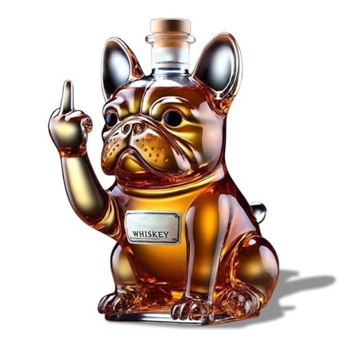 French Bulldog Whiskey Decanter, Decorative Liquor Bottle Holder,...