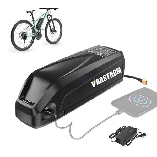 Varstrom E-Bike Akku 48V 13Ah Lithium Batterie mit Ladegerät für Elektrofahrrad, Unterrohr Shark Battery für Bafang Mittelmotor BBS02B 250W 350W 500W 750W 1000w Ebike Umbausatz