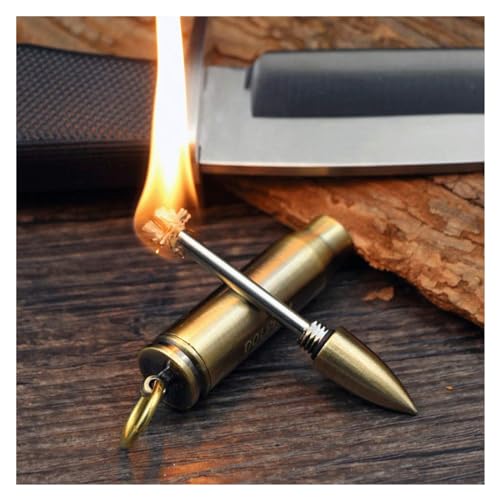 WTCBQC Dauerhaftes Streichholz, Metall-Streichholz, Feuerstein-Feueranzünder, wasserfester Schlüsselanhänger, wiederverwendbares unsterbliches Feuerzeug (Brennstoff Nicht im Lieferumfang enthalten)