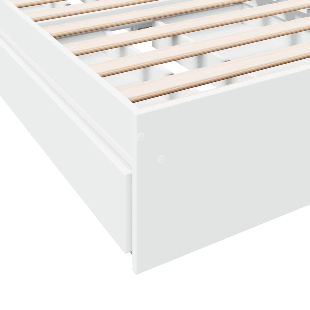 vidaXL Cama con cajones Madera de ingeniería Blanca 90x190 cm, Cama, Cama con almacenaje, Estructura de Cama Individual, Cama Individual