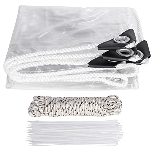 Clear Tarps Heavy Duty Waterproof, 15Mil Transparent PVC Vinyl Tarpaulin with Grommets, Ropes, Reinforced Edge, Tear-Resistant, Anti-UV for Greenhouse, Patio, Garden, Porch, Pavilion, Outdoor by JIAN YA NA - Image 8