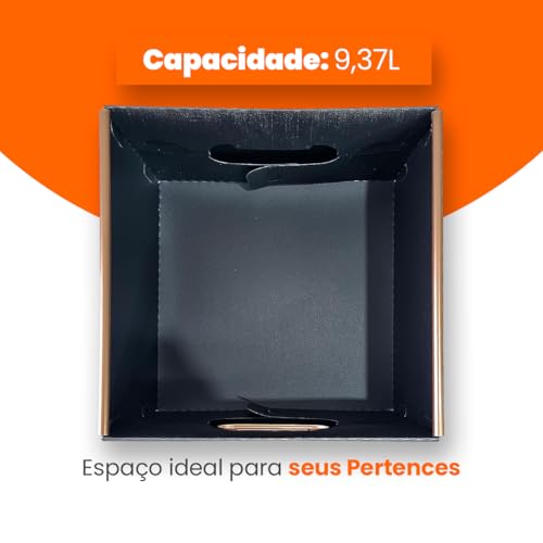 Caixa Organizadora Linho, 25x25x15 cm, Preto, Pequena, Protea