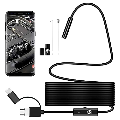 Keyohome USB Endoskop 5.5mm 3 in 1 2,0 Megapixel HD Endoskopkamera IP67 Wasserdicht Inspektionskamera mit 6 LED Starre…