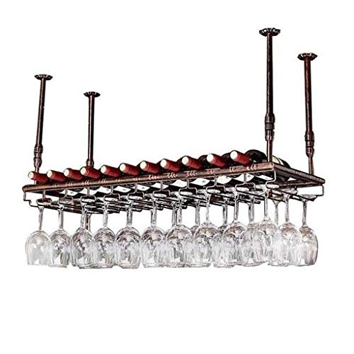 Ceiling Wine Racks, Hanging Wine Glass Holder, Wine Goblet Rack Bar Counter Hanging Cup Holder Stemware Goblet Rack - Bronze,80×35cm(32×14inch)