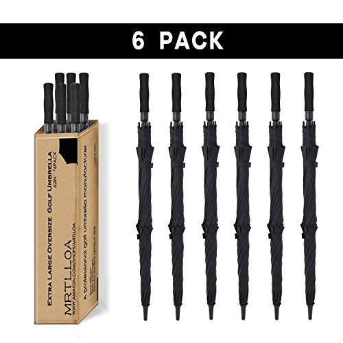 Mrtlloa 6 Pack 62/68 Inch Automatic Open Golf Umbrella, Extra Large Oversize Double Canopy Vented Windproof Waterproof Stick Umbrellas For Rain(68 Inch, Black) #TOP1
