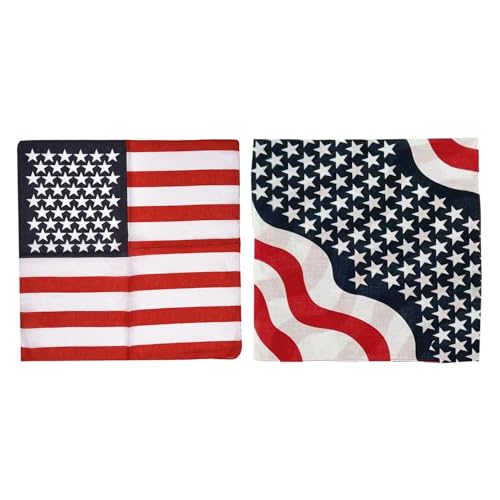 SLAXJNE Bandane 2 Pezzi, Bandana Rossa, Fascia Per Capelli A Stella, Bandana Con Bandiera Americana, Bandana Novità, Mascherata Americana