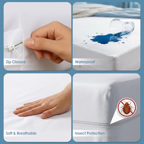 Image of Bulk 10-Pack Hotel Twin Size Mattress Encasement 100% Waterproof | Commercial Zippered Mattress Protector, 6-Sided, 13 inch Deep, Designed for Resorts and Motels, Bed Bug & Dust Mite Resistant