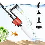 AoquvZenra Aquarium Gravel Cleaner - Electric Fish Tank Vacuum 7 in 1 Cleaning Tools Kit, Multifunction Wash Sand Filter Water Circulation for Water Changing 475GPH/30W, Red