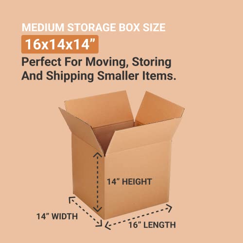 Image of BOX USA Shipping Boxes Medium 16 inchL x 14 inchW x 14 inchH 25-Pack - Corrugated Cardboard Box for Moving, Mailing, Packing, Packaging and Storage