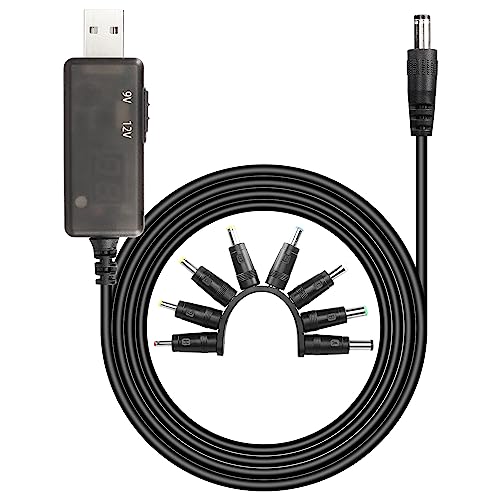 SinLoon USB a DC Booster Cavo Power Bank Router Cavo da 5V a 9V 12V Boost Display digitale Regolabile 5521m Cavo USB con 8 spine DC