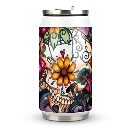 Sugar Skull Travel Mug with Lid Cup Insulated Tumbler Water Bottle Tea Cup For Women Men Sugar Skull Travel Mug with Lid Cup Insulated Tumbler Water Bottle Tea Cup For Women Men