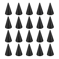 PATIKIL 50x29mm Natural Wood Cone Ring Holder, 20 Pack Finger Jewelry Display Stand Organizer Unpainted Wooden Cones for DIY Craft, Black