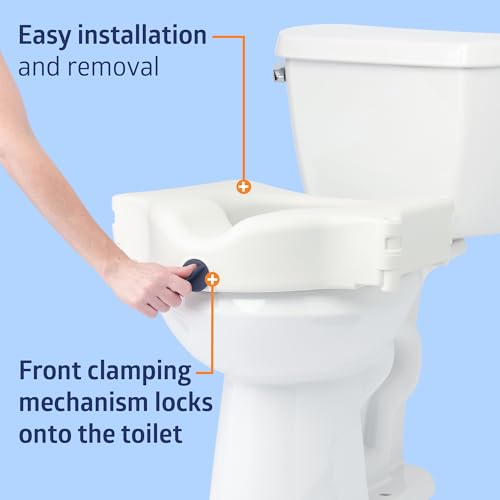 Medline Bariatric Raised Toilet Seat, Locking, 3.5 Inch, 600 lb Weight Capacity, Retail Packaging - Comfortable & Secure Solution for Heavy Individuals by Medline - Image 3
