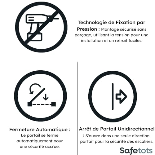 Barrière de sécurité à pression noire : protégez bébé des chutes