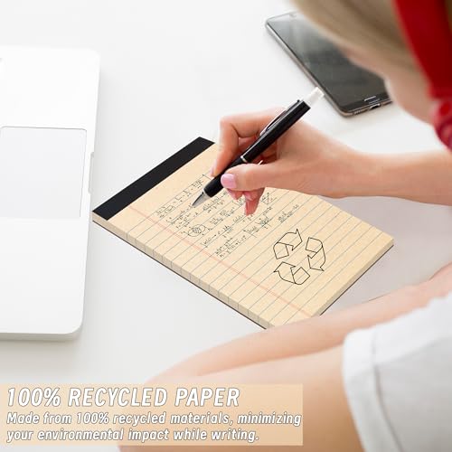 Image of 48 Pack Legal Pads 5 x 8 Inch Recycled Paper Writing Pads College Ruled | 30 Sheet Per Pad with Perforated Pages, Eco Friendly Memo Pads for Office, School and Home Notes, Lists and Daily Writing
