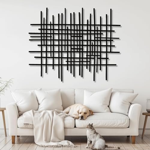 XXQ Metal Wall Art Decor for Home, Abstract Geometric Line