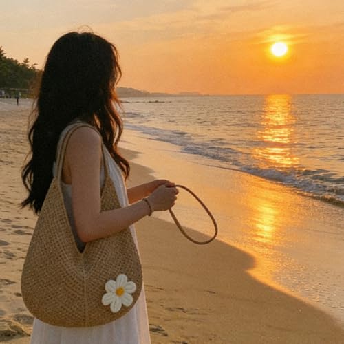 ELESUNCDOU brown crochet tote bag – image 6
