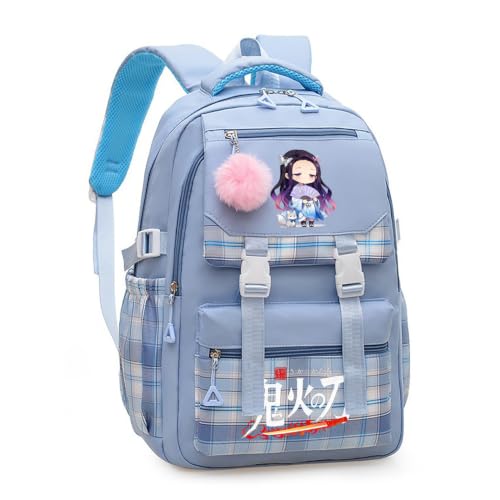 ZJYJING Anime Backpack for Girls - Cute Kids Schoolbag - Casual Daypack Bookbag for Teen Girls (Blue)