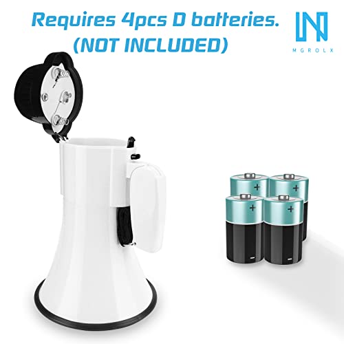 Mgrolx Portable Megaphone Bullhorn-Loud Speaker-Built-In Siren/Alarm-Music-30 Watt Power & 800 Yard Range-Sliding Volume Adjustment-Powerful And Lightweight-For Cheerleading Coach And Referee-Er46 #TOP3