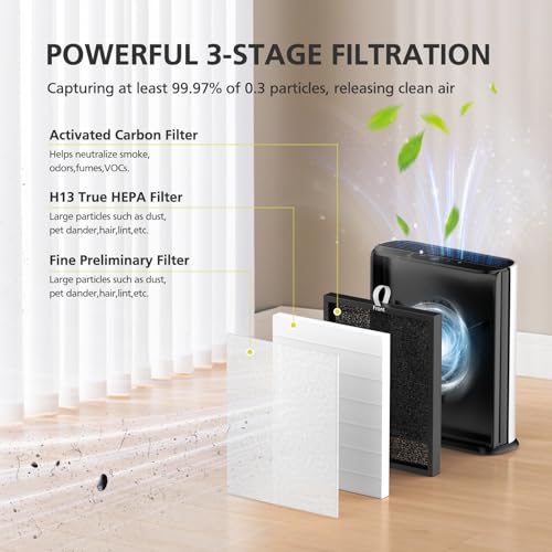 Image of 2 Pack TL2867 Filter Replacement Compatible with MOOKA TL2867 Air Purifier for Home Large Room 1650ft Filter for Pets Smoke Dust Pollen Dander Odor PM2.5 For Bedroom