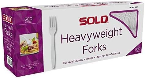 Generic SOLO Heavyweight Plastic White Forks, 500/Case, Full Size, Textured Handle With Nature Products Cotton Cloth Napkin/Towel