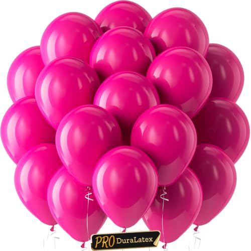 Image of Bezente Pro Duralatex Hot Pink Extra-Thick Balloons 120 Pack 10 inch | Pink Balloons for Valentine's Day Wedding Birthday Party Backdrop Decorations