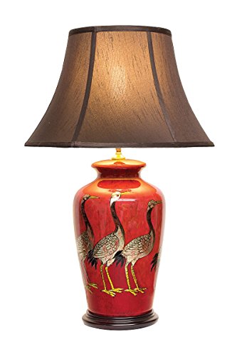 DOWNTON INTERIORS UK's Largest Range of Porcelain Lamps - Large Oriental Ceramic Table Lamp (M8604D) with Dark Shade