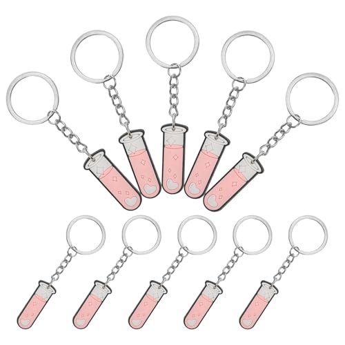 HOMSFOU Set de 10 Llaveros de Tubos de Ensayo de Laboratorio, Accesorios Creativos para Mochilas y Regalos en Lecciones de Química
