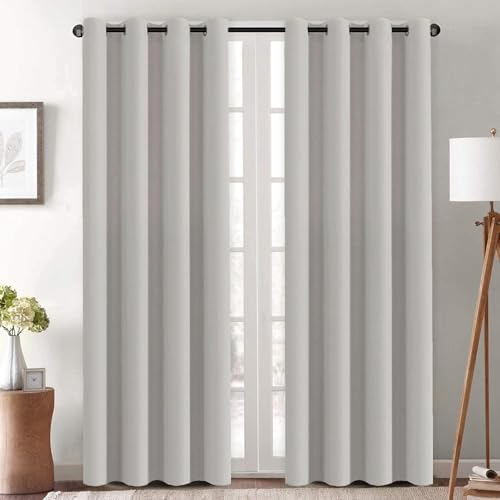 Image of H.VERSAILTEX Blackout Curtain for Living Room Thermal Insulated Window Treatment Curtain Extra Long 84 inch Length Energy Saving Solid Grommet Top Blackout Drape, One Panel, Stone, 52 inch W x 90 inch L