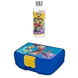 p:os 35124 + 35127 Dino Ranch - Pausenset für Junior-Rancher, 2-teiliges Lunch-Set mit Brotdose und Trinkflasche, praktisch und auslaufsicher, ideal für Kindergarten, Schule und Freizeit