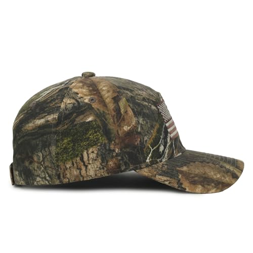 Image of Camouflage Flag Patch Trucker Hat - Cotton Canvas, Mesh Back, Structured High Crown, Plastic Snap Closure, One Size