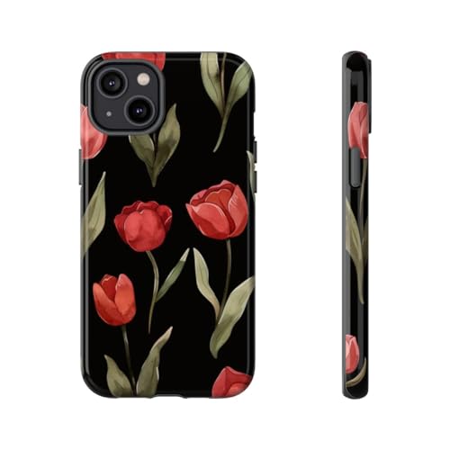 Coque motif floral tulipe rouge pour iPhone 14 Plus style printanier
