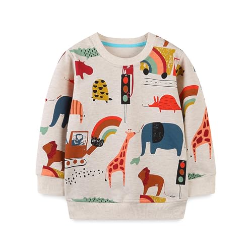 Genérico Sudadera con Capucha Infantil Diario Estampado Animados algodón Abrigo niños Invierno otoño cómoda Ropa Juego (Beige, 5-6 Years)