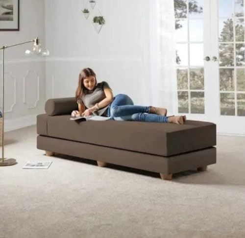 Image of SOUL CRAFT Daybed /Fold-Out Sleeper, Queen-Size Mattress Solid Wood Queen Bed Solid Wood Queen Bed (Coffee)