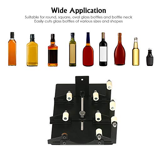 Decdeal Glass Bottle Cutter, Square & Round Bottle Cutting Machine Bottle Cutting Tool Kit for Cutting Wine Beer Liquor Whiskey Alcohol Champagne, with Gloves Fixing Rubber Ring Sanding Paper - Thumbnail 5