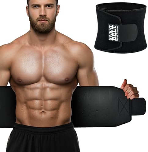 AMZBOSS Waist Trainer for Women & Men, Waist Sweat Band, Belly Band Sweat Belt, Stomach Wrap, Body Shaper Belt (Black, Large)