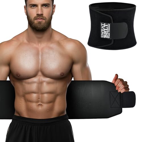 AMZBOSS Waist Trainer for Women & Men, Waist Sweat Band, Belly Band Sweat Belt, Stomach Wrap, Body Shaper Belt (Black, Large)