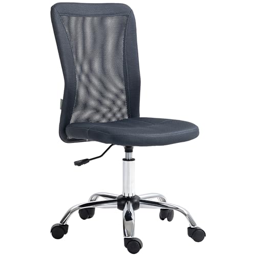 Vinsetto Chaise de Bureau Ergonomique Fauteuil de Bureau Hauteur réglable piètement chromé pivotant 360° revêtement Maille Gris foncé